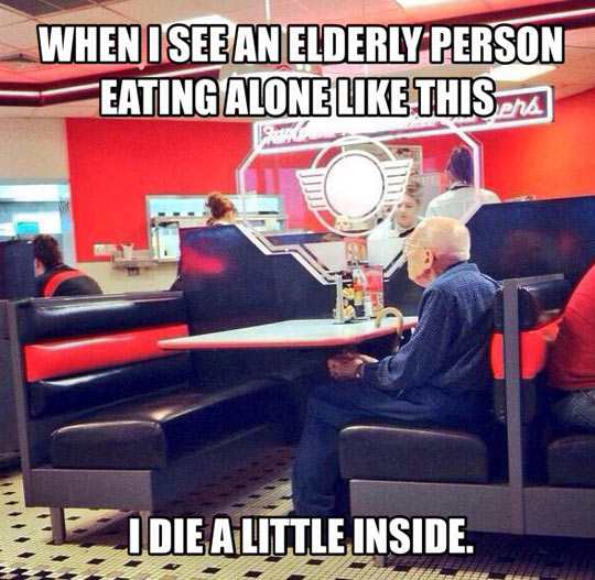 Elderly People Eating Alone